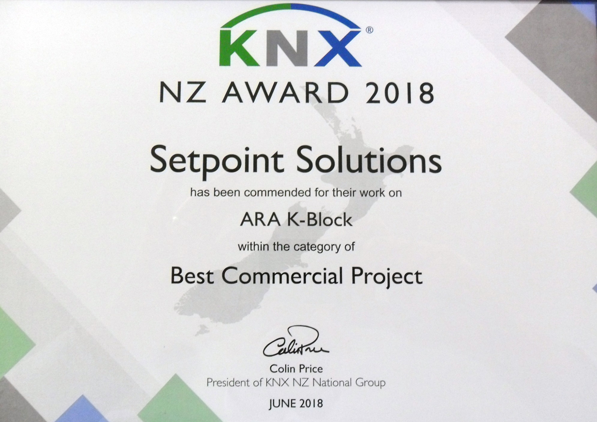 KNX Award commendation